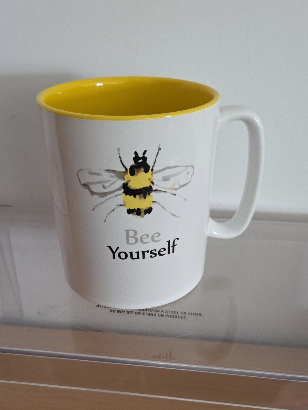 Bee Yourself Yellow-Accent Ceramic Mug...large NWOT